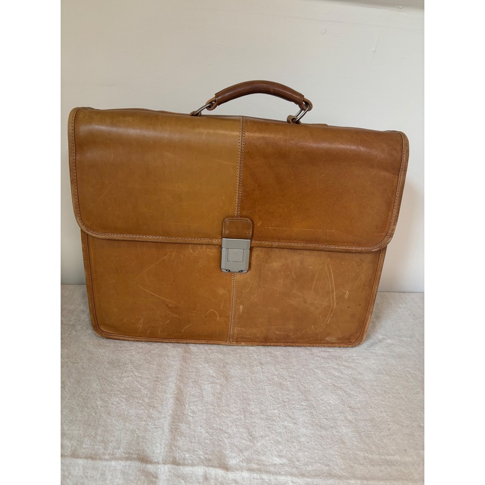 Vintage Tan Rich Leather Briefcase Bag PORT Incorporated Timeless, Academia